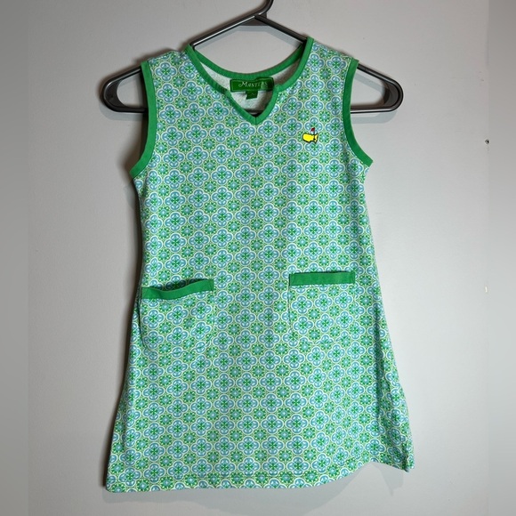 Masters Kids Dress Golf Green & Blue Patterned Size S (7-8) Girls - Picture 1 of 5